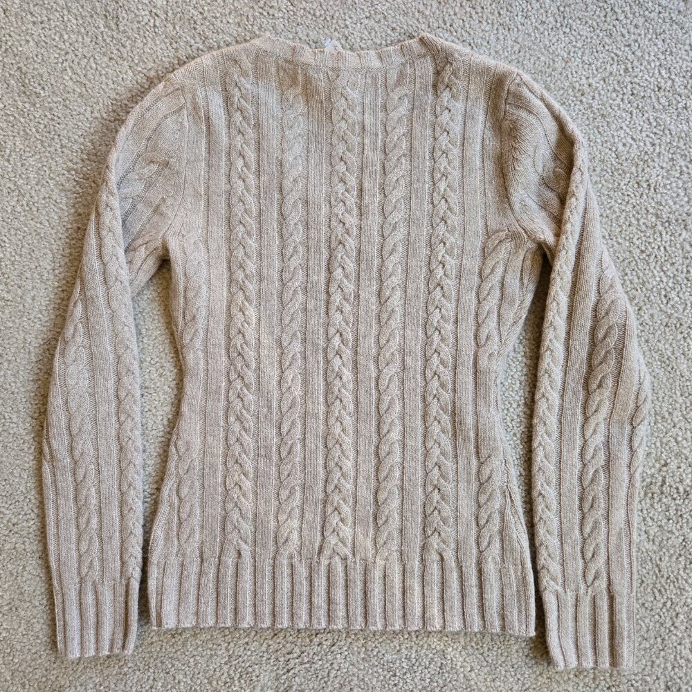 NWT Cashmere Cable Knit V-Neck Sweater Brooks Brothers XS - Picture 4 of 7